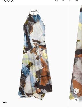COS Halter Midi Dress in Multi-Color Abstract Print - 4 US/34 EU
